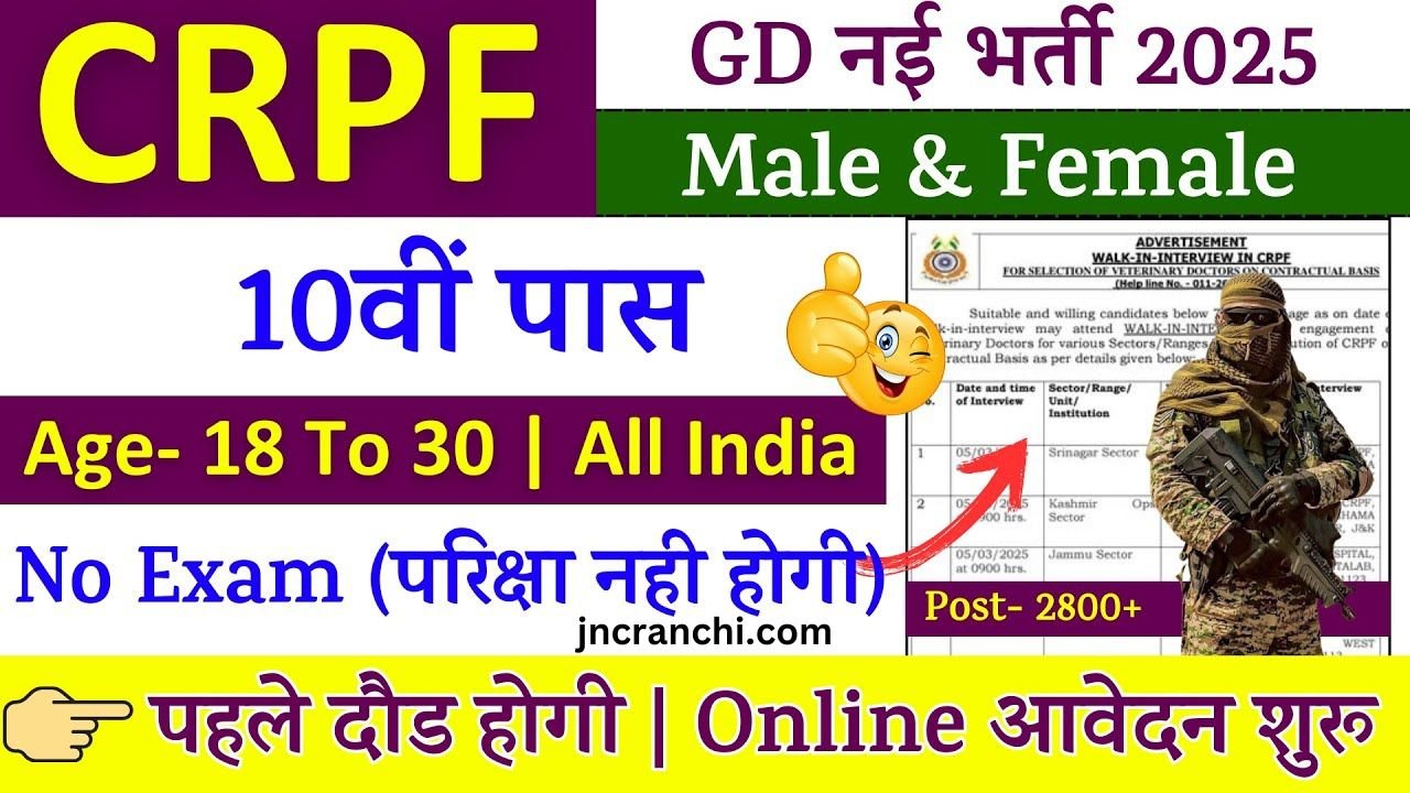 Crpf rally recuitment 2025