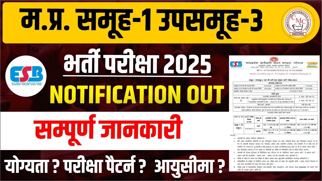 MP Group 1 Sub Group 3 Notification